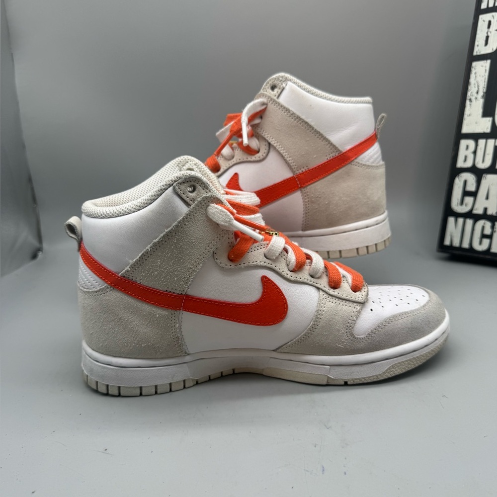 Size 7.5 - Nike Dunk SE High First Use Pack - White Orange Women Gold Nike Shoe - Picture 2 of 7